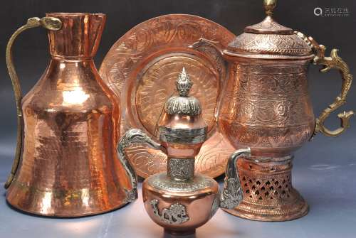 LARGE 20TH CENTURY CHINESE COPPER DALLAH & OTHERS