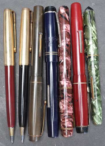 COLLECTION OF VINTAGE 20TH CENTURY FOUNTAIN PENS AND WRITING...