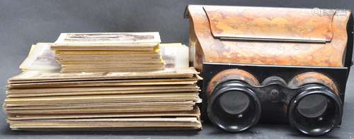 19TH CENTURY VICTORIAN MARQUETRY STEREOSCOPE WITH LOCAL INTE...