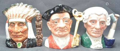 GROUP OF THREE ROYAL DOULTON TOBY CHARACTER JUGS.