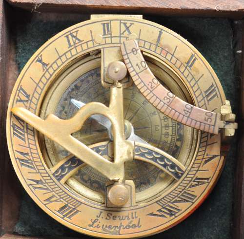 CONTEMPORARY SEWILLS STYLE BRASS COMPASS.