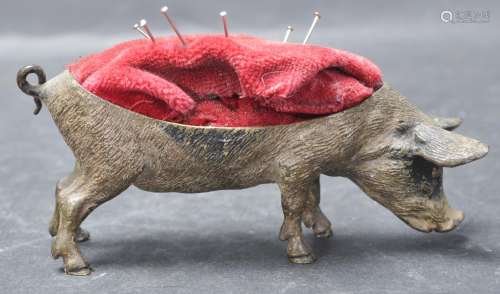 AUSTRIAN COLD PAINTED BRONZE PIG PIN CUSHION