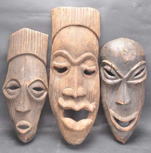 THRE AFRICAN TRIBAL CEREMONIAL MASKS