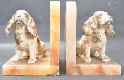 TWO 20TH CENTURY MARBLE COCKER SPANIEL BOOKENDS