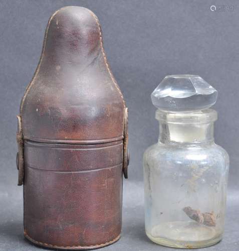 LATE 19TH CENTURY DECANTER HUNTING BOTTLE WITH FITTED LEATHE...
