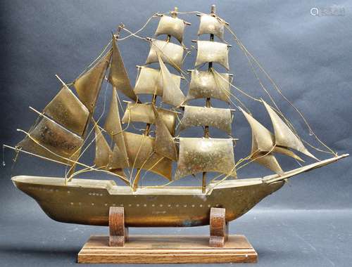 20TH CENTURY BRASS MODEL OF 1937 SAGRES TALL SHIP