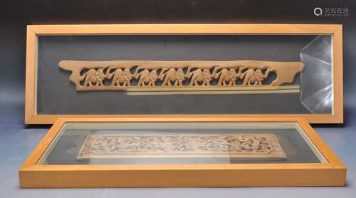 CHINESE CARVED WOODEN CHINESE PANEL AND ANOTHER