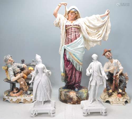 GROUP OF CAPODIMONTE & OTHER CERAMIC FIGURINES