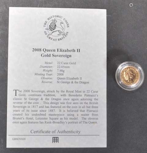 2006 ELIZABETH II 22CT GOLD SOVEREIGN COIN