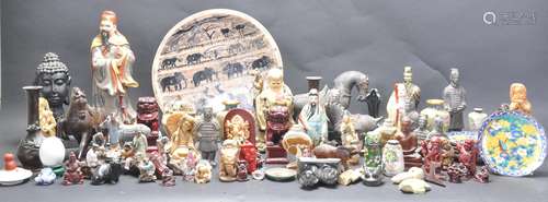 COLLECTION OF CHINESE ORIENTAL AND ASIAN FIGURES AND CURIOSI...