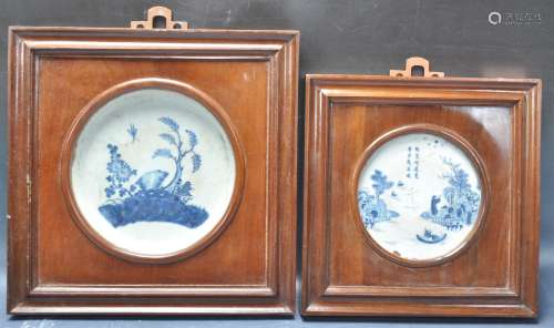 PAIR OF 19TH CENTURY CHINESE ORIENTAL PORCELAIN BLUE AND WHI...