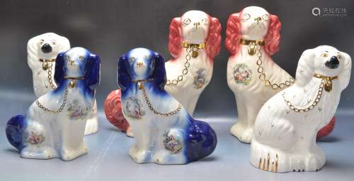 GROUP OF THREE 20TH CENTURY STAFFORDSHIRE DOGS TO INCLUDE A ...