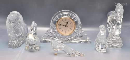 COLLECTION OF WATERFORD CRYSTAL GLASS ITEMS TO INCLUDE A CLO...