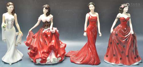 GROUP OF FOUR COALPORT PRETTY LADIES LADY FIGURINES.