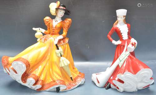 PAIR OF ROYAL DOULTON LADY FIGURES FROM THE 'PRETTY LADIES' ...