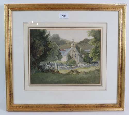 Paul Ellis (1922) - 'Dyserth Church', watercolour, inscribed...