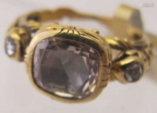 An 18th century style diamond ring, the cushion shape diamon...