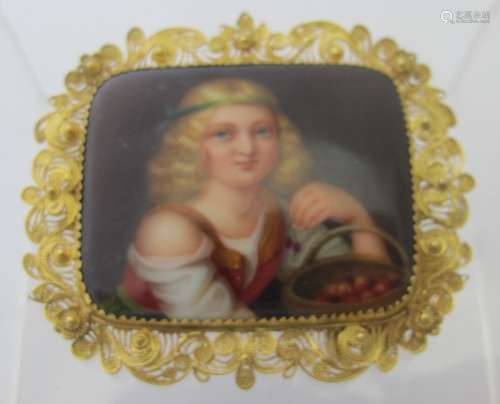 A 19th century gold and Swiss enamel brooch,