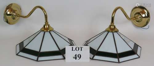 A pair of Franklite Art Deco style wall lamps with green and...