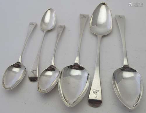 A pair of Georgian silver tablespoons, London 1799, makers R...