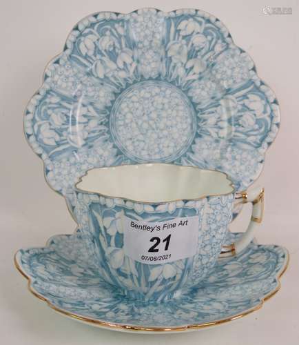 A late 19th Century blue Wileman and Co Foley China snowdrop...