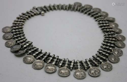 A decorative Eastern white metal necklace, with the attracti...