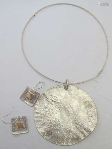 Handmade silver pendant & necklace, London 2012, and a pair ...