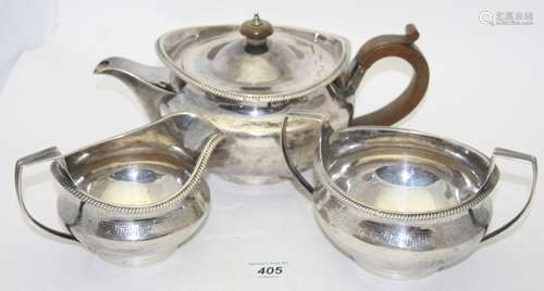 A Georgian silver three pieces tea service comprising of tea...