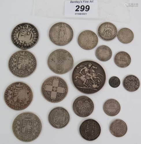 A collection of mainly Queen Victoria British silver coins i...