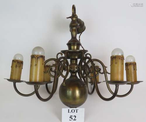 A good quality early 20th Century 6 branch brass chandelier....