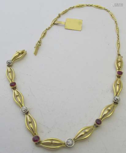 A French ruby and diamond necklace,