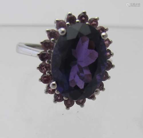 Purple Zambian amethyst ring, overall 20mm x 15mm portrait s...