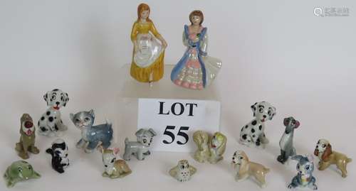 A collection of Wade pottery Disney characters including Sca...