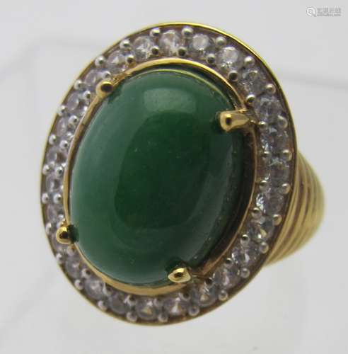 12.75cts natural jade portrait set ring, 6.