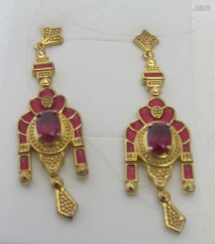 African ruby gemstone earrings, 8.