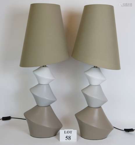 A pair of contemporary Asymmetric pebble style lamps by Laur...