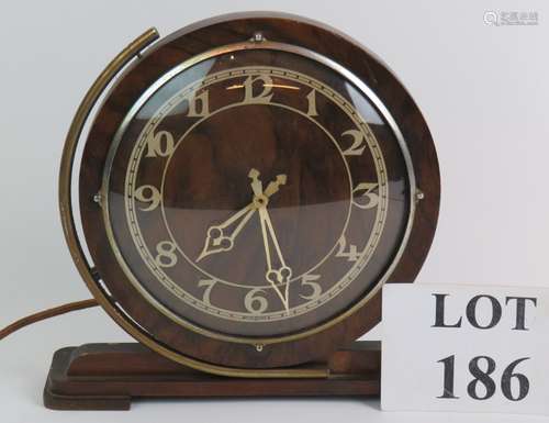 A 20th Century Art Deco Ferranti electric mantel clock in oa...