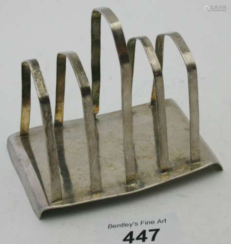 A modern silver toast rack, fully hallmarked for 1971, maker...