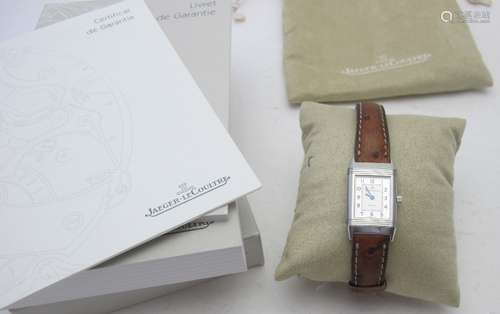 A ladies Jaeger-LeCoultre 'Reverso' wristwatch with leather ...