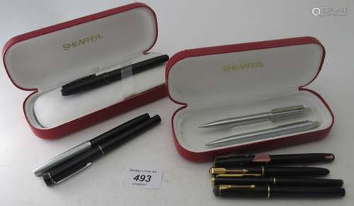 A collection of mainly fountain pens to include two Parker, ...