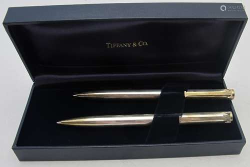 A Tiffany & Co boxed biro & pencil, marked 'Tiffany & Co 925...