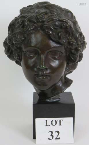 A good quality cast bronze bust of David after the antique, ...