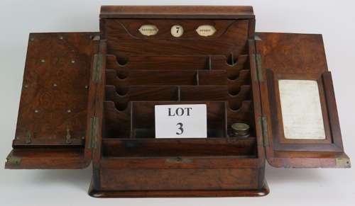 A 19th Century burr walnut desk top stationery cabinet with ...