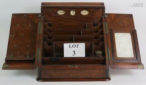 A 19th Century burr walnut desk top stationery cabinet with ...