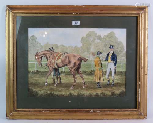 British School - 'A 19th Century Jockey, horse, owner, and g...