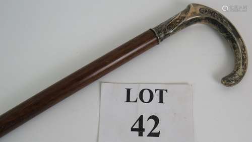 A silver mounted walking cane with Portuguese 925 mark and L...