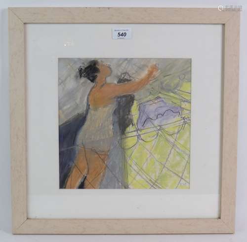 EM (20th Century) - 'Female Circus entertainer', pastal, ini...