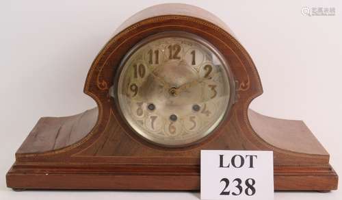 An Edwardian mahogany cased Napoleon mantel clock with inlai...