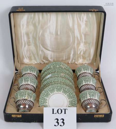 A 1930's boxed tea set of Hammersley & Co cups and saucers w...