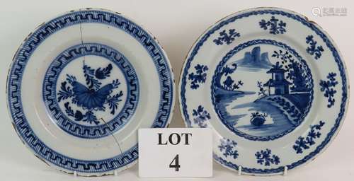 An 18th Century English Delft Ware blue and white plate with...